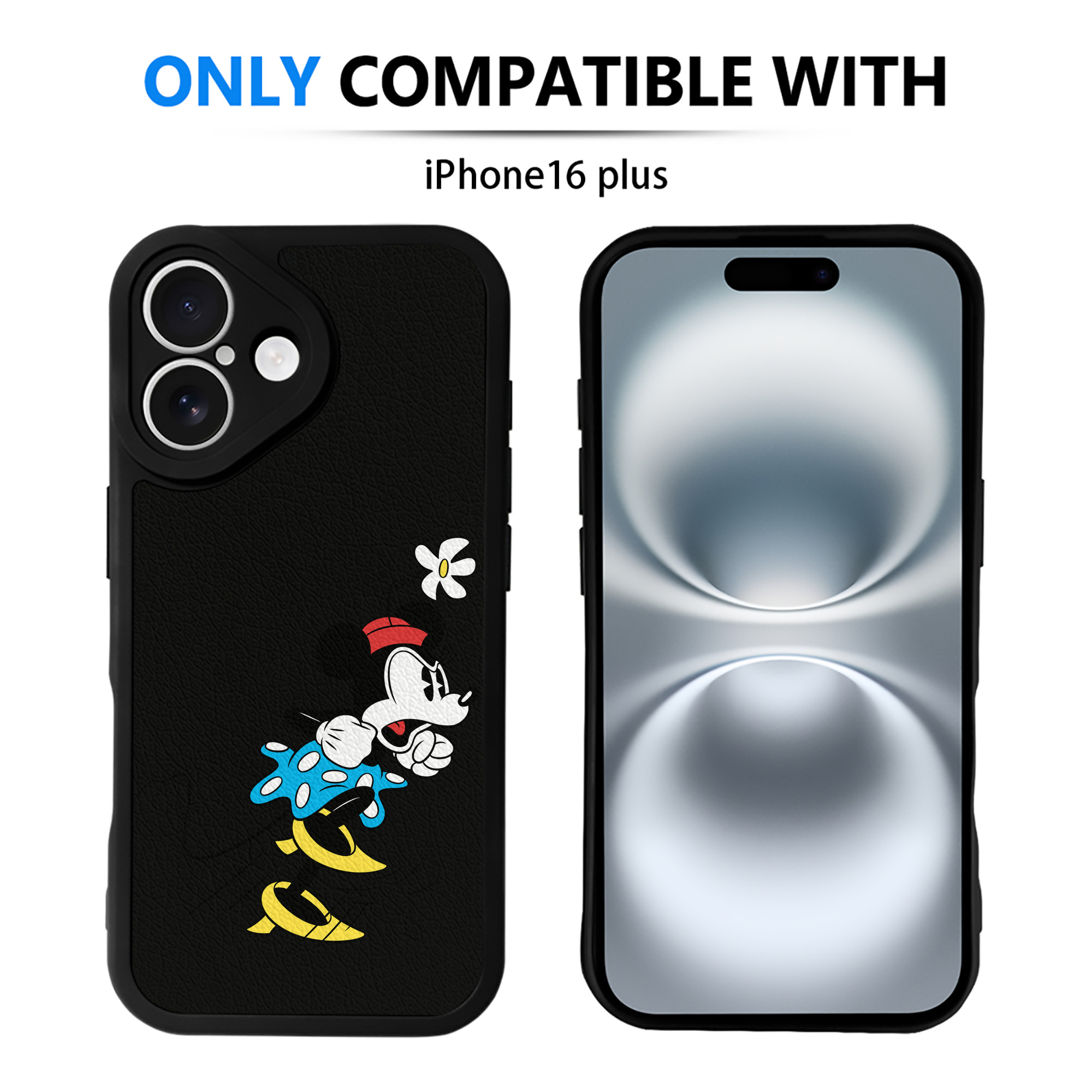 （画像用） ミッキーマウス Mickey Mouse 【iPhone 16シリーズ対応】シリコンスマホケース（レザー調） 材質：シリコン